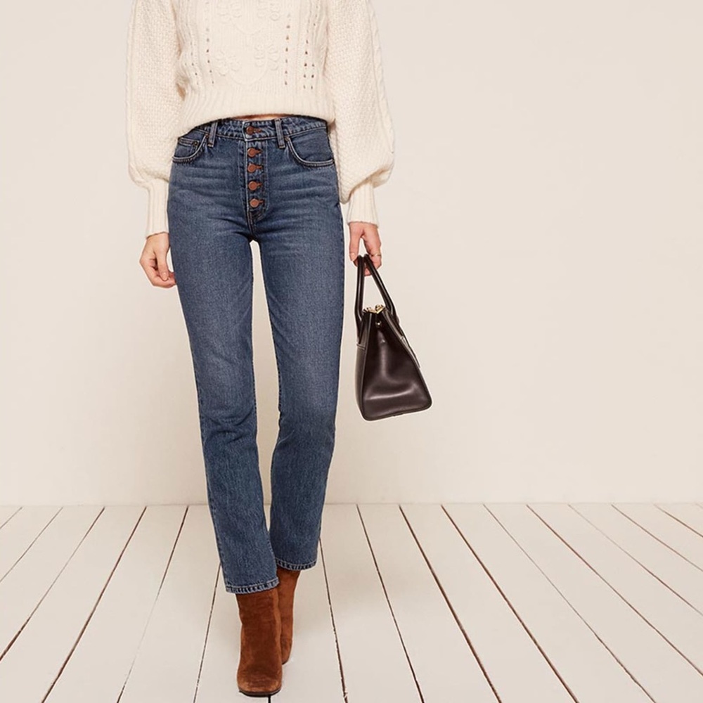Reformation Winona Mid Rise Button Fly Jeans